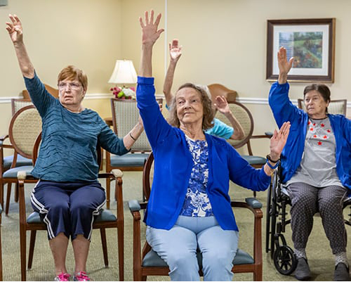 Senior group exercise session