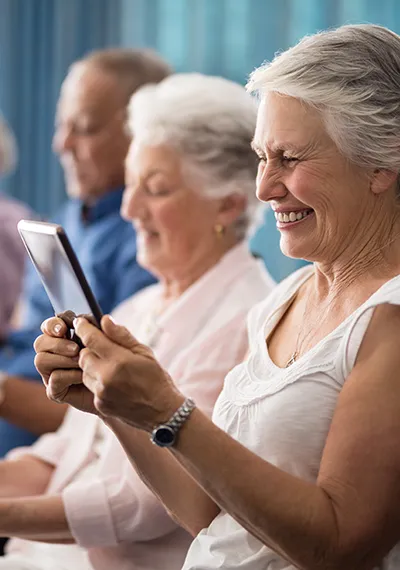 Senior using a tablet